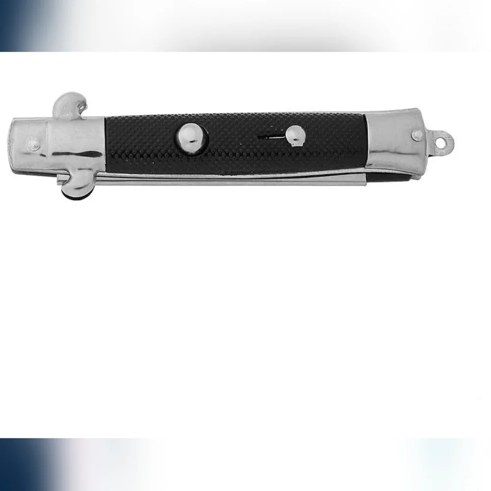 Silver Black Folding Comb Switchblade Comb